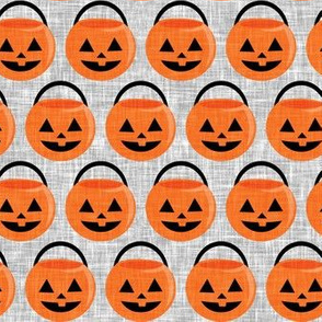 pumpkin trick-or-treat candy buckets - halloween - orange on grey - LAD20