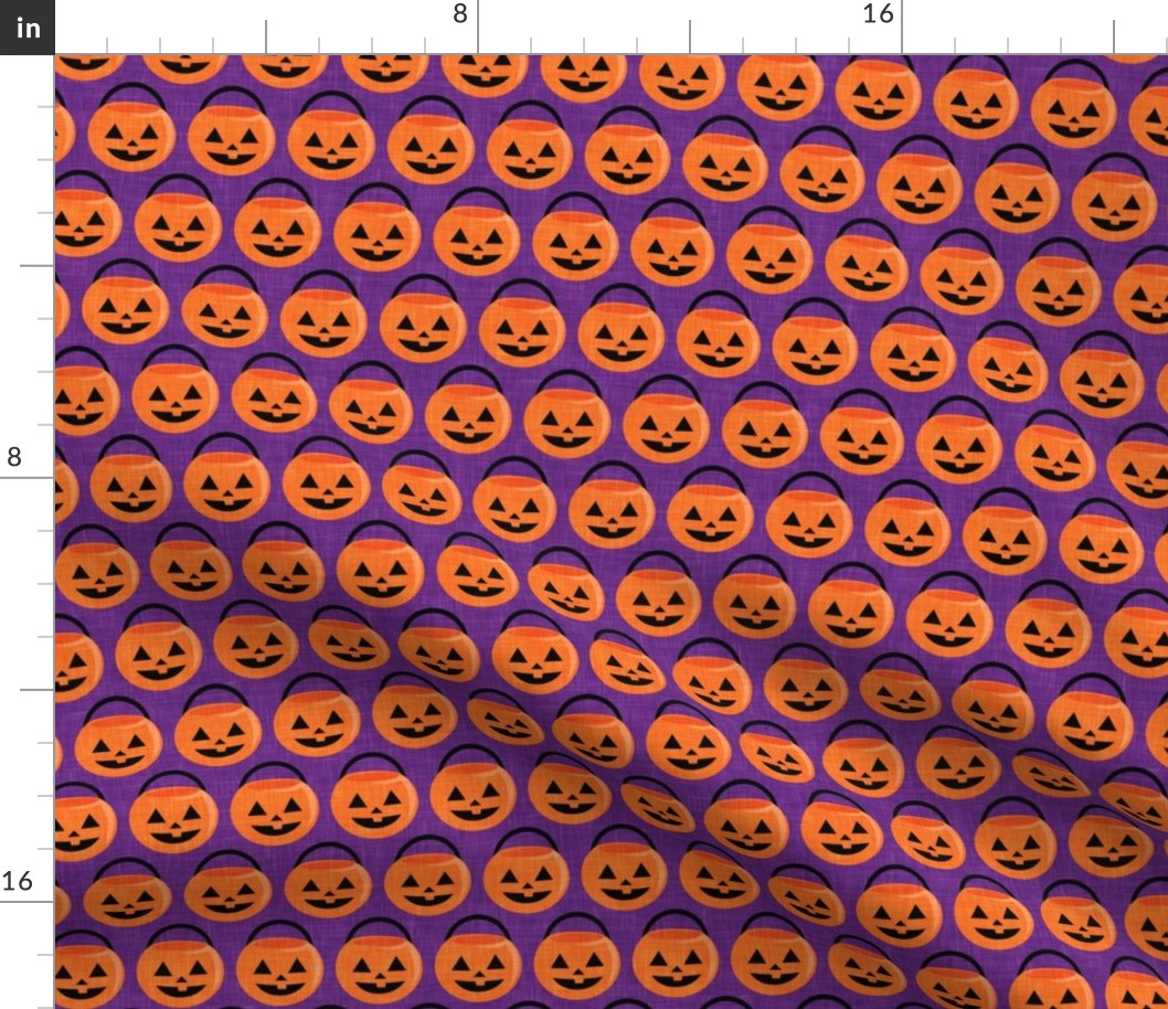 pumpkin trick-or-treat candy buckets - halloween - orange on purple - LAD20