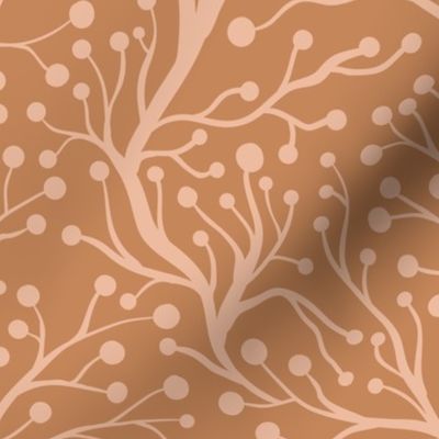 Abstract Branches Line Art Vector on Brown