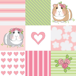 guinea pigs and roses wholecloth 6 inch blocks