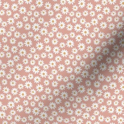 TINY daisy print fabric - daisies, daisy fabric, baby fabric, spring fabric, baby girl, earthy - apricot