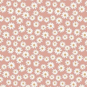 TINY daisy print fabric - daisies, daisy fabric, baby fabric, spring fabric, baby girl, earthy - apricot