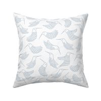 Hummingbird Block Print, Gray on White