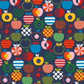 Fun Scandinavian Apples - Navy - SM