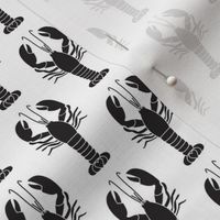 tiny repeating black lobsters on white