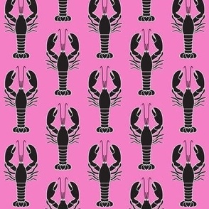 repeating black lobsters on hot pink