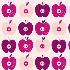 Apples, apples, apples - pink, maroon apples on light background