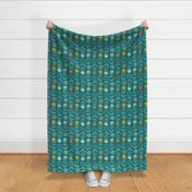 playful folk art // teal // medium scale