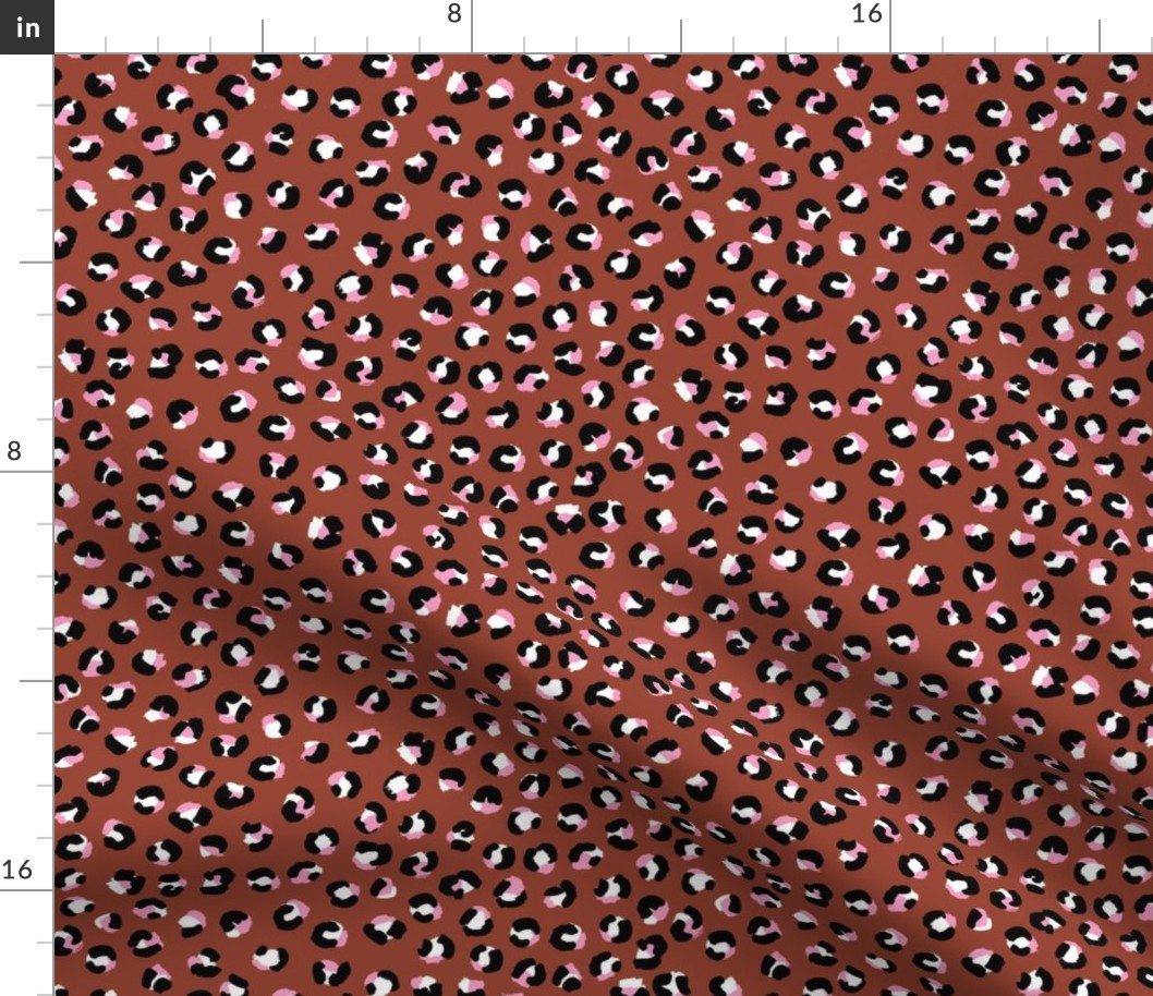 Double leopard spots boho panther print nursery stone red pink summer