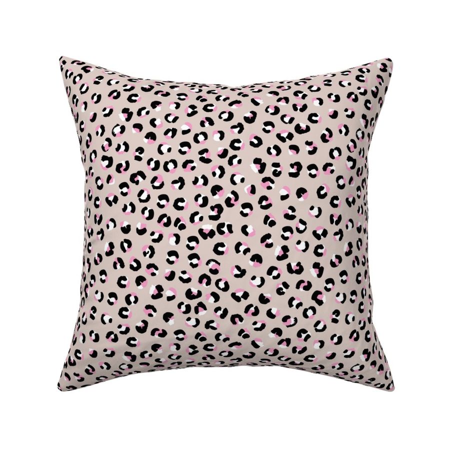 Double leopard spots boho panther print nursery pink beige