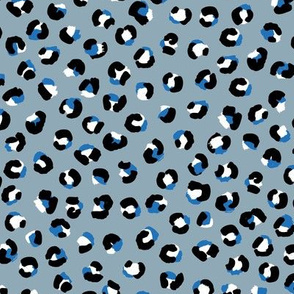 Double leopard spots boho panther print nursery stone cool neutral blue 