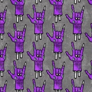zombie ILY hands - halloween - zombie hands - purple on grey - LAD20