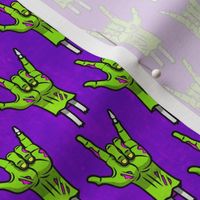zombie ILY hands - halloween - zombie hands - green on purple - LAD20