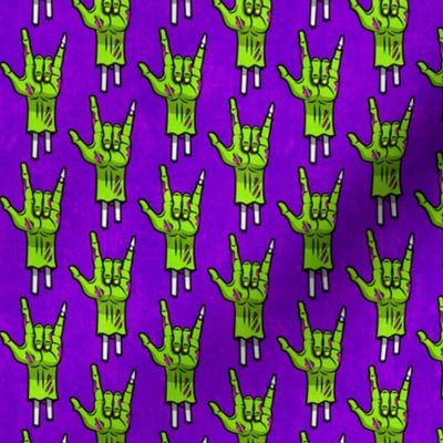 zombie ILY hands - halloween - zombie hands - green on purple - LAD20