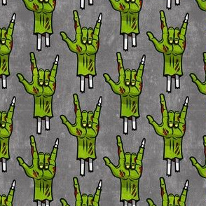 zombie ILY hands - halloween - zombie hands - green on grey - LAD20