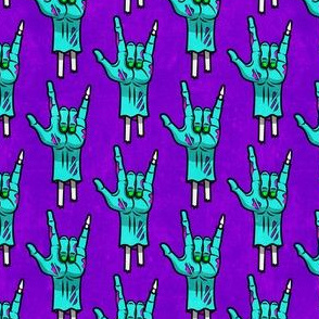 zombie ILY hands - halloween - zombie hands - teal on purple - LAD20
