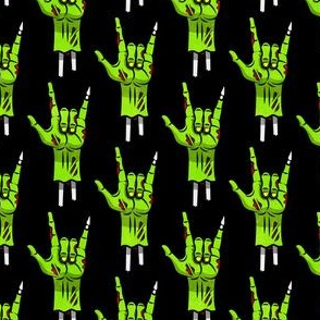 zombie ILY hands - halloween - zombie hands - green on black - LAD20