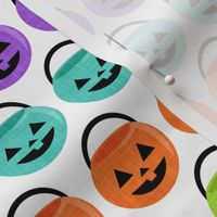 pumpkin trick-or-treat candy buckets - halloween - green, purple, orange, teal - LAD20