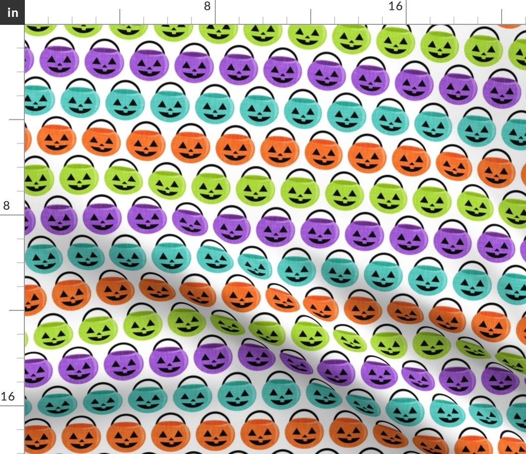 pumpkin trick-or-treat candy buckets - halloween - green, purple, orange, teal - LAD20
