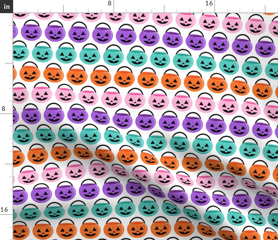 pumpkin trick-or-treat candy buckets - halloween - pink, purple, orange, teal - LAD20