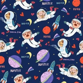 Pugs astronauts in space