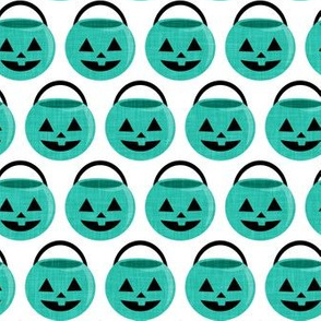pumpkin trick-or-treat candy buckets - halloween - teal - LAD20