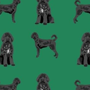 black labradoodle fabric - dog fabric, doodle dog - green
