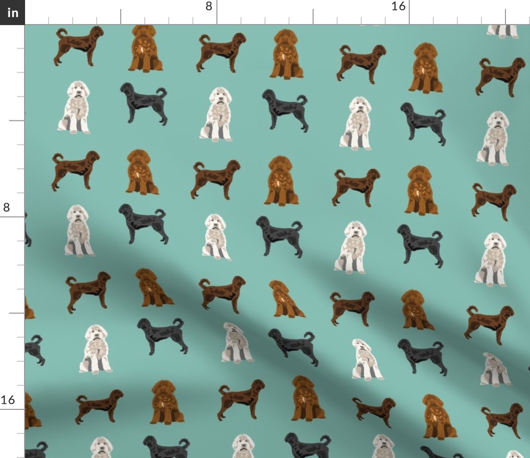  labradoodle fabric - dog fabric, doodle dog - mint