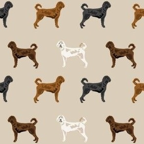 labradoodle dogs fabric - tan
