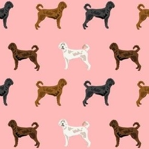 labradoodle dogs fabric -pink