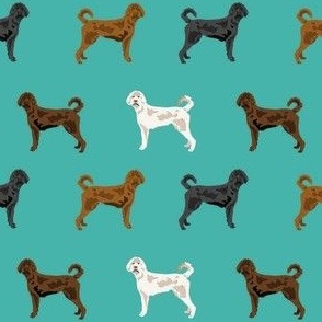 labradoodle dogs fabric - turquoise