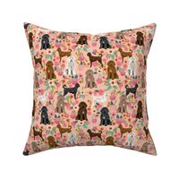 labradoodle floral fabric - dog fabric, vintage florals -  peach
