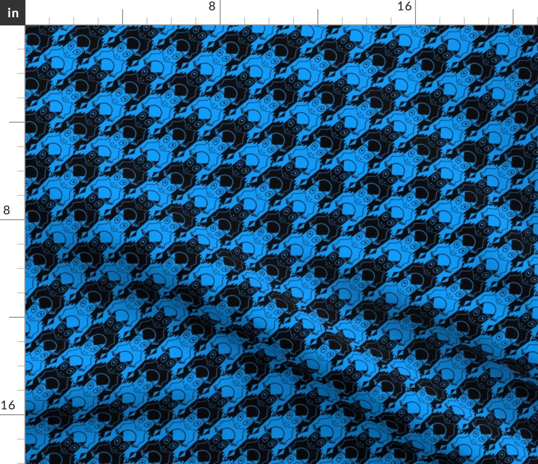 frog houndstooth black and blue