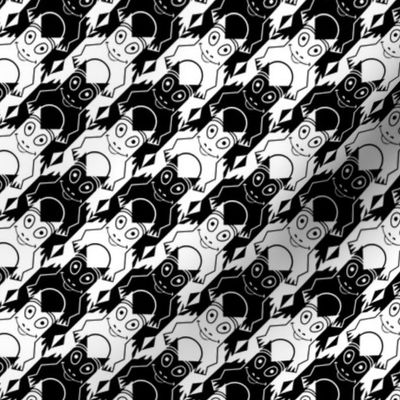 frog houndstooth black and white