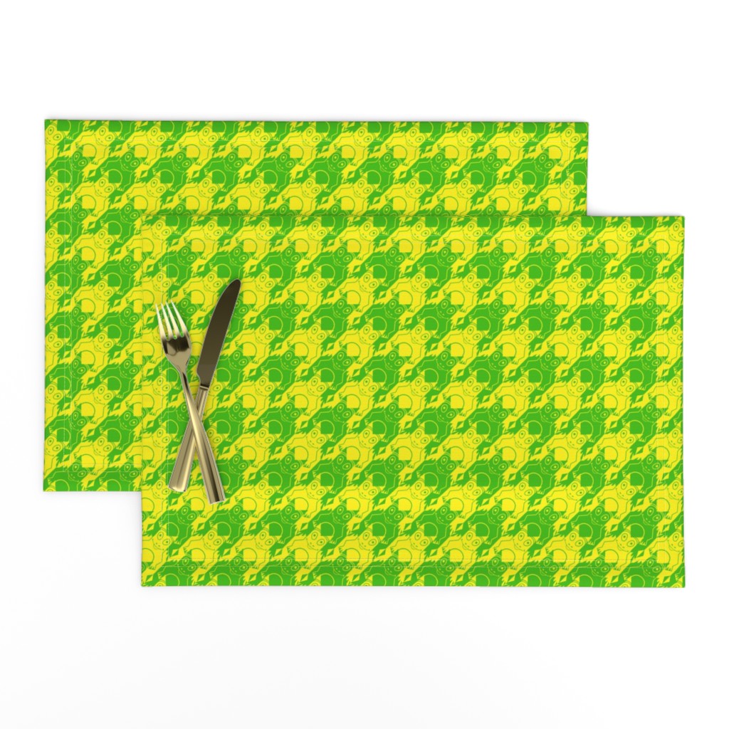 frog houndstooth green and yellow