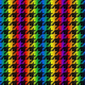 frog houndstooth black and rainbow