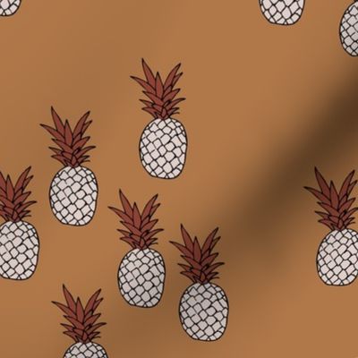 Pineapple garden irregular pineapples fruit for summer neutral cinnamon brown maroon white