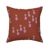 Pineapple garden irregular pineapples fruit for summer neutral stone red maroon pink