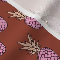 Pineapple garden irregular pineapples fruit for summer neutral stone red maroon pink