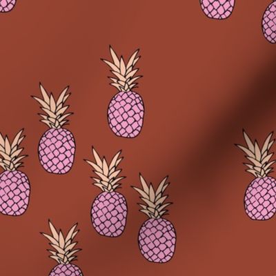 Pineapple garden irregular pineapples fruit for summer neutral stone red maroon pink