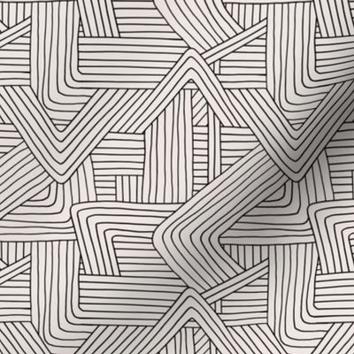 Little Maze stripes minimal Scandinavian grid style trend abstract geometric print monochrome off white black SMALL