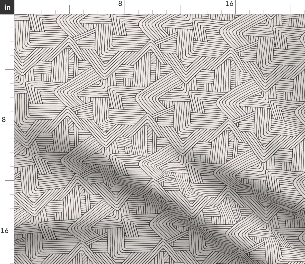 Little Maze stripes minimal Scandinavian grid style trend abstract geometric print monochrome off white black SMALL