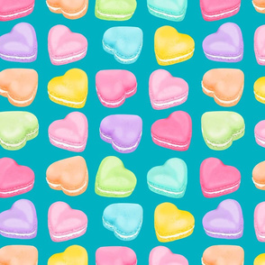 Macaron Hearts on turquoise