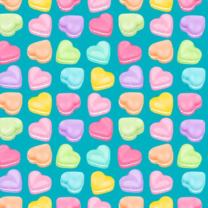 Macaron Hearts on turquoise small