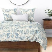 Greek Mythology Toile Blue on Cream