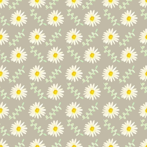 Watercolor Daisy on grey