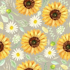 Sunflower and Daisy Grey texture