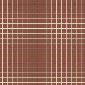 1 inch modern woodland grid minimal aesthetic -  Rich Cocoa brown