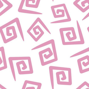 1980's White and Pink Geometric Swirls
