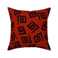 1980's Red and Black Geometric Swirls